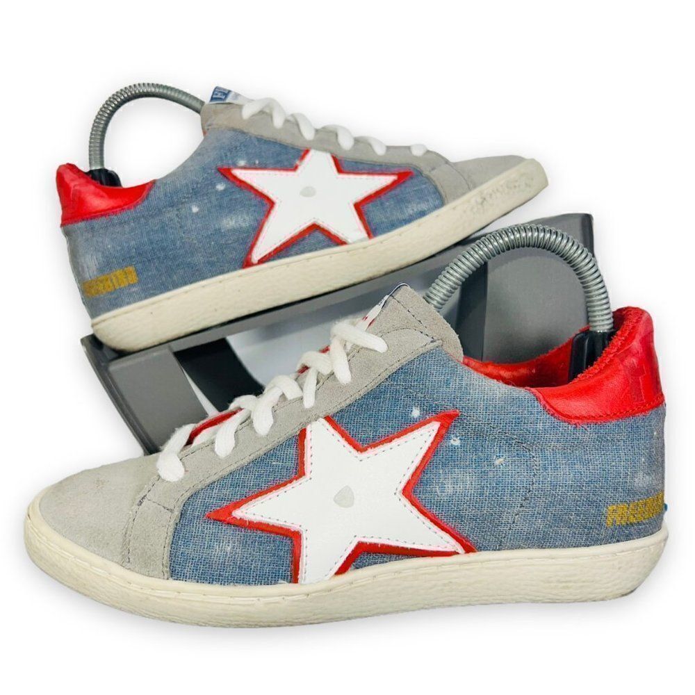 Freebird by Steven 927 Wedge Sneaker Blue / Red / White Women's 6
